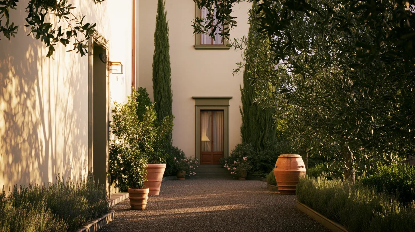 Viale dei cipressi che conduce all'ingresso della villa